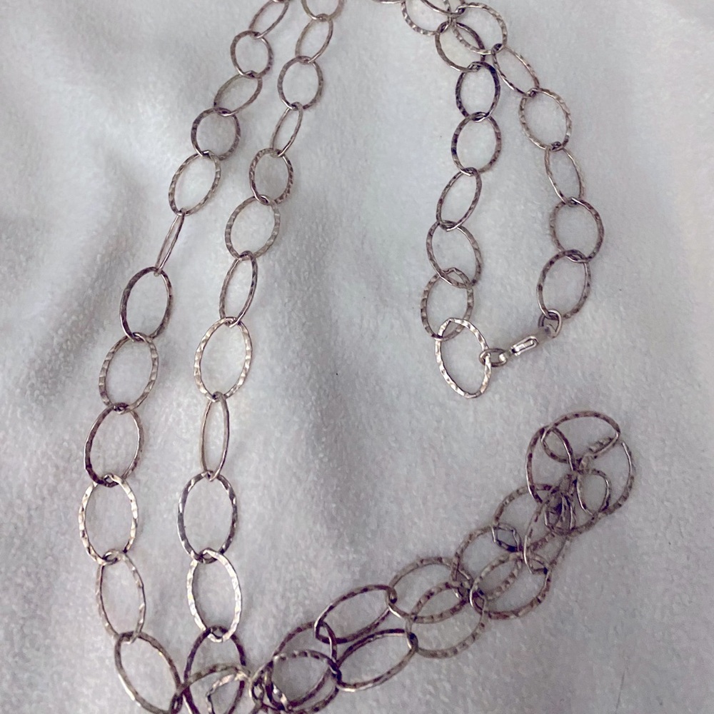 Gorgeous Super Long Sterling Silver Hammered chain